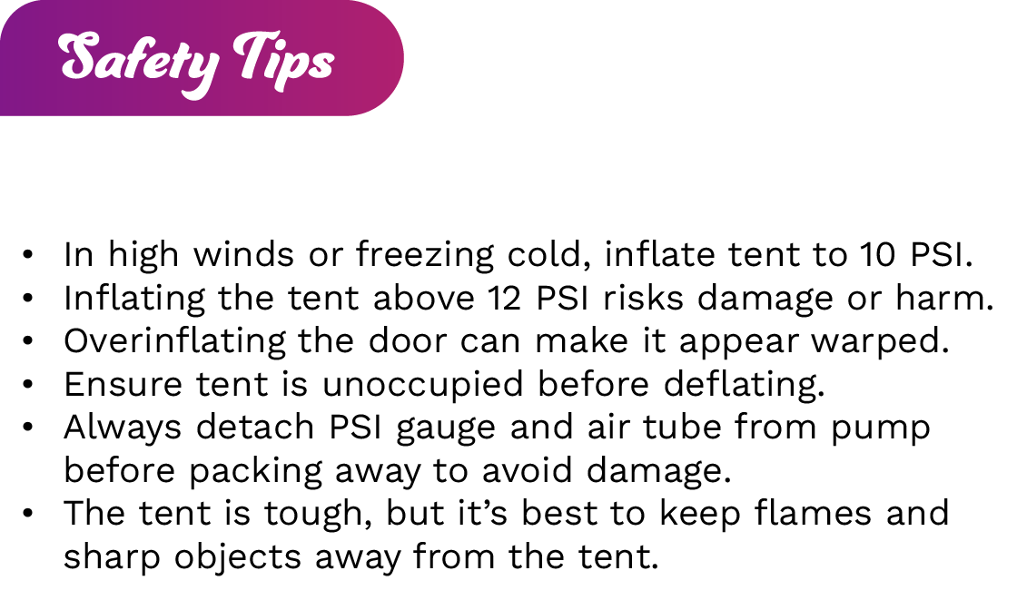 Image for set up of omega tent step safety tips